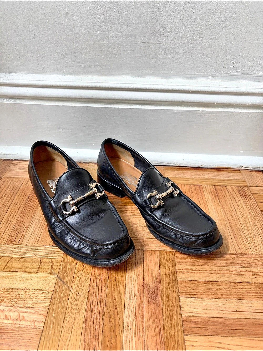 Salvatore Ferragamo Gancini Bit Loafer Black Horsebit Loafers sz 7